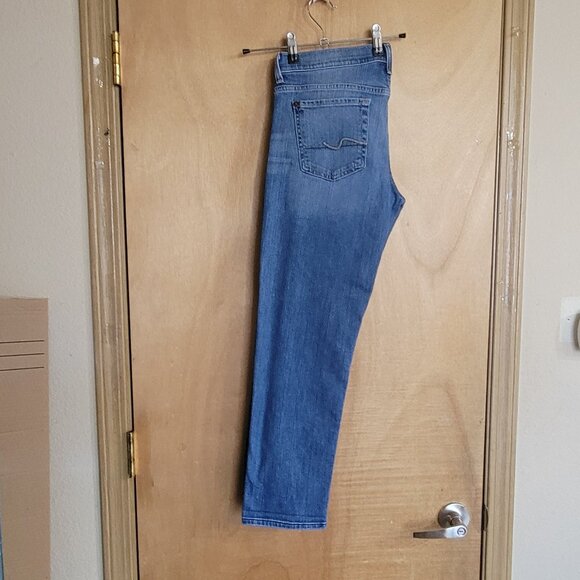 7 for all Mankind Crop Straight Leg Jeans Womens 30 Lightwash - Picture 2 of 9
